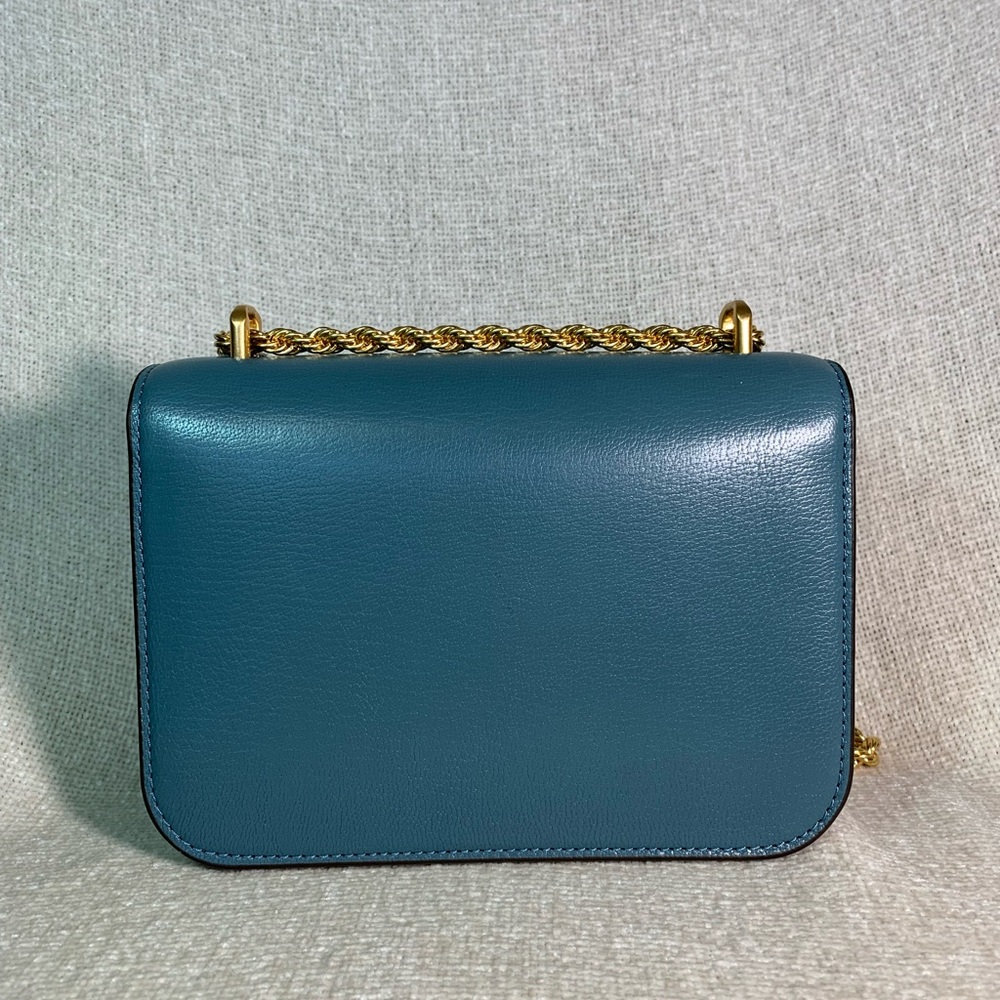 Tory Burch Eleanor Brisk Blue Textured Eleanor Small Convertible Shoulder Bag - Picture 6 of 16